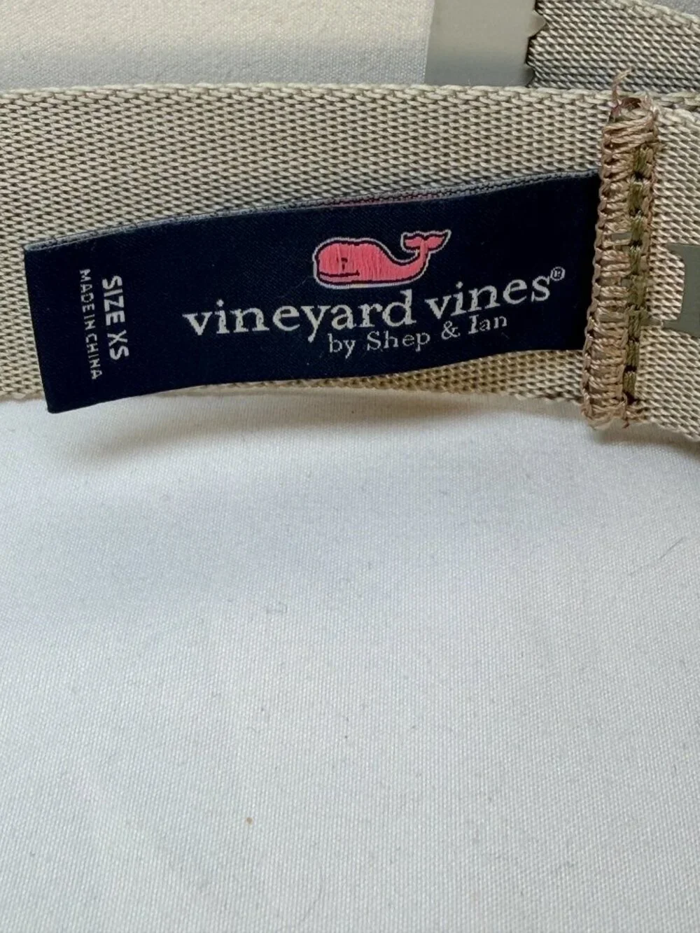 VINEYARD VINES On The Go Belt Metal Ring Gray Beige XS NWOT